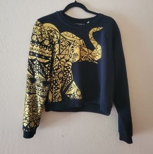Metallic elephant cropped sweater